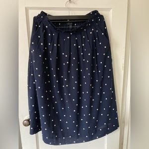 J. Crew Navy Blue and White Polka Dot Skirt